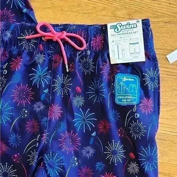 Mr. Swim Men’s Swim Set 2pc Size Medium Fireworks - Picture 6 of 13